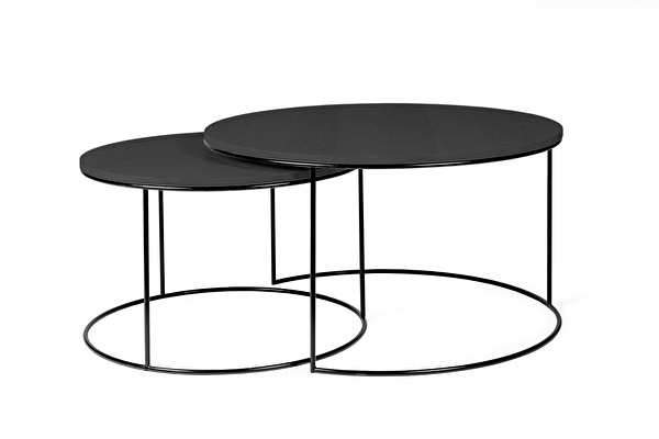 ROUND Coffee tables set Black-oak